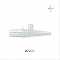 Straight Connector, Reducer, Barbed, Male Luer Slip, Female Luer Lock Side Port, Clear - Fits 3/8 inch ID Tubing (0.375 inch, 9.53 mm) - 27237