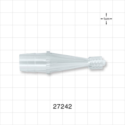 Straight Connector, Reducer, Barbed, Male Luer Lock, Clear - Fits 1/2 inch ID Tubing (0.5 inch, 12.7 mm) - 27242