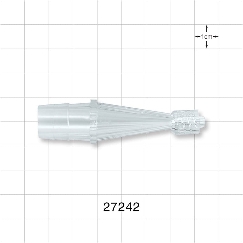 Straight Connector, Reducer, Barbed, Male Luer Lock, Clear - Fits 1/2 inch ID Tubing (0.5 inch, 12.7 mm) - 27242