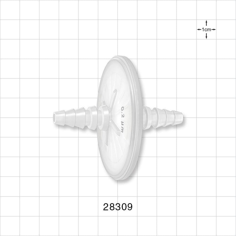Sartopore Air Midisart Hydrophobic Filter, Stepped Barb - 64 mm; 1/4 inch - 1/2 inch Hose Barb (0.25 inch - 0.5 inch, 6.35 mm - 12.7 mm); 0.2 micron - 28309