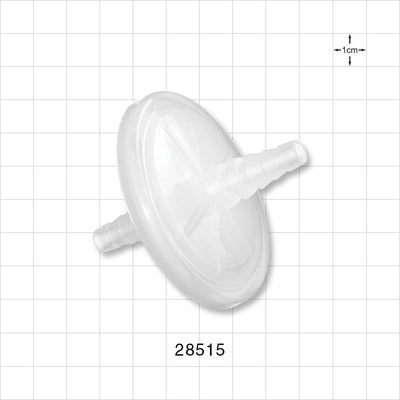 Hydrophobic Filter, Stepped Barb, Individually Packed - 50 mm, 0.28 inch - 0.51 inch Hose Barb (7 mm - 13 mm); 0.22 micron - 28515