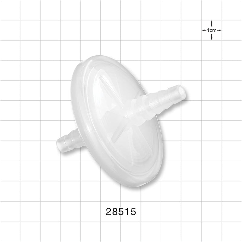 Hydrophobic Filter, Stepped Barb, Individually Packed - 50 mm, 0.28 inch - 0.51 inch Hose Barb (7 mm - 13 mm); 0.22 micron - 28515
