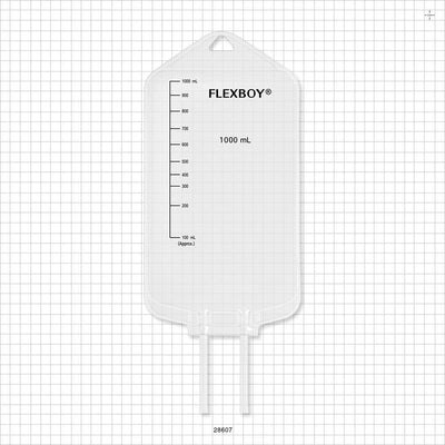 Flexboy 2D Bag Chamber, 2 Tube Ports, Non-Sterile - 1 Liter; 2 Tubes 1/4 inch ID x 5/16 inch OD - 28607