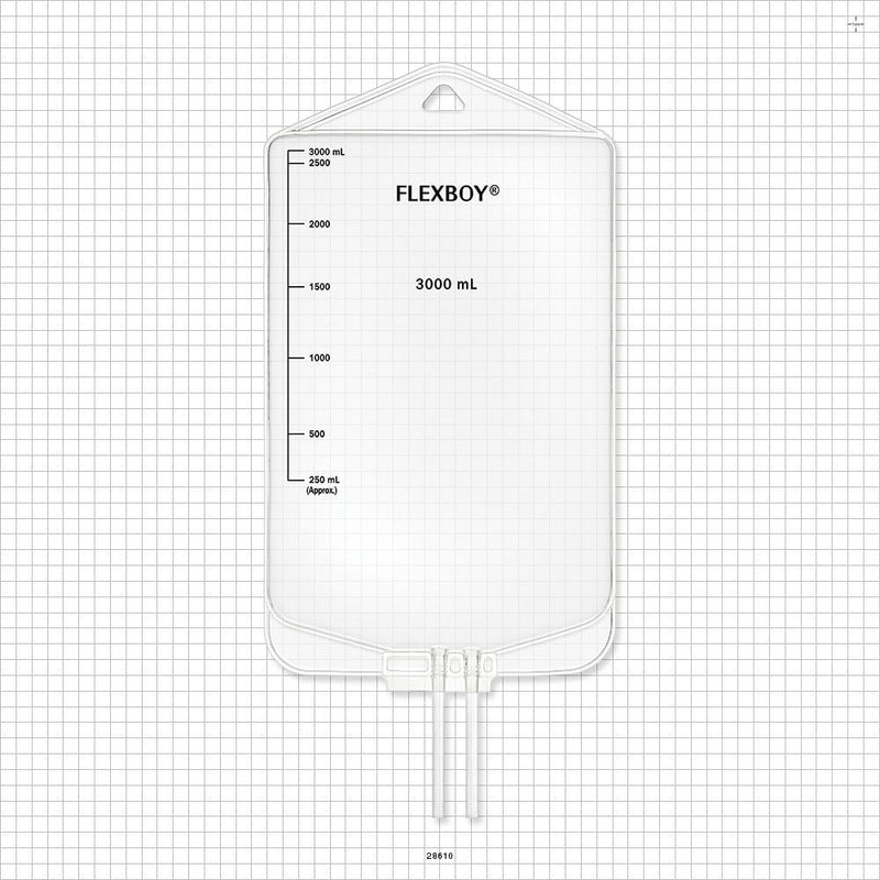 Flexboy 2D Bag Chamber, 2 Tube Ports, Non-Sterile - 3 Liter; 2 Tubes 1/4 inch ID x 5/16 inch OD - 28610