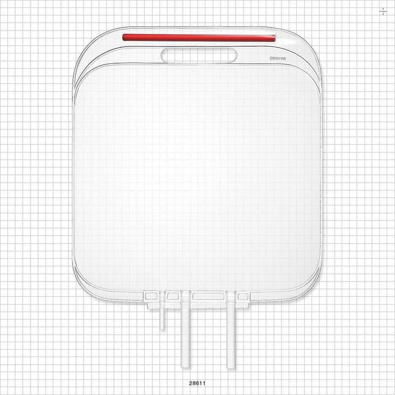 Flexboy 2D Bag Chamber, 3 Tube Ports, Non-Sterile - 5 Liter; 2 Tubes 3/8 inch ID x 15/32 inch OD; 1 Tube 3/16 inch ID x 1/4 inch OD - 28611