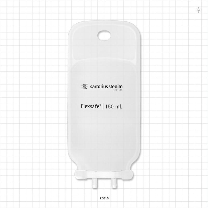 Flexsafe 2D Bag Chamber, 2 Ports, Non-Sterile - 150 ml; Both Ports Fit 1/4 inch ID Tubing (0.25 inch, 6.35 mm) - 28616