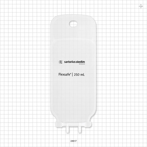 Flexsafe 2D Bag Chamber, 2 Ports, Non-Sterile - 250 ml; Both Ports Fit 1/4 inch ID Tubing (0.250 inch, 6.35 mm) - 28617