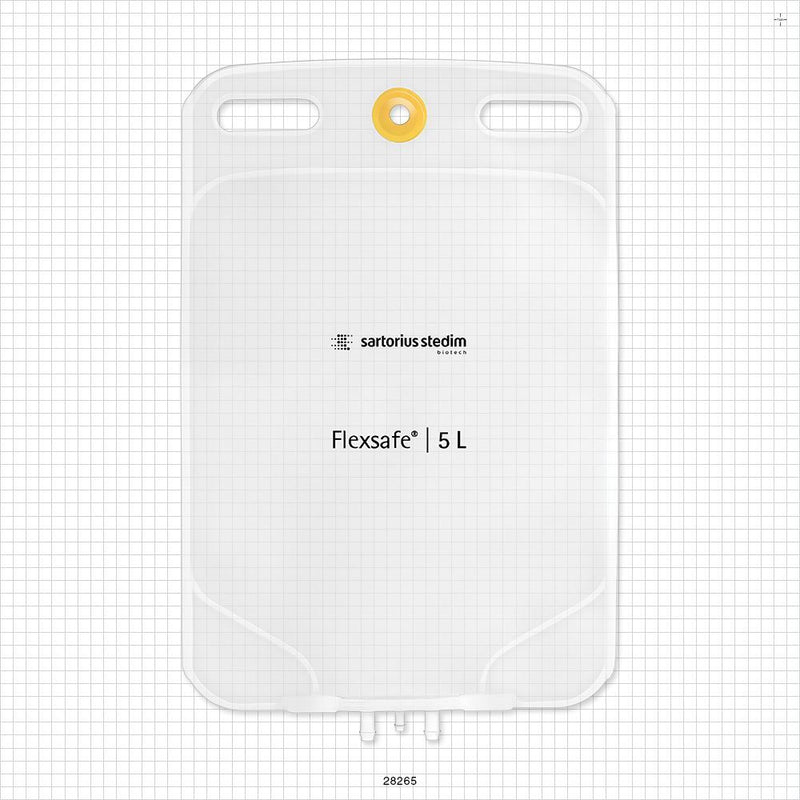 Flexsafe 2D Bag Chamber, 3 Ports, Non-Sterile - 5 Liter; 2 Ports Fit 3/8 inch ID Tubing (0.375 inch, 9.53 mm); 1 Port Fits 1/4 inch ID Tubing (0.25 inch, 6.35 mm) - 28625