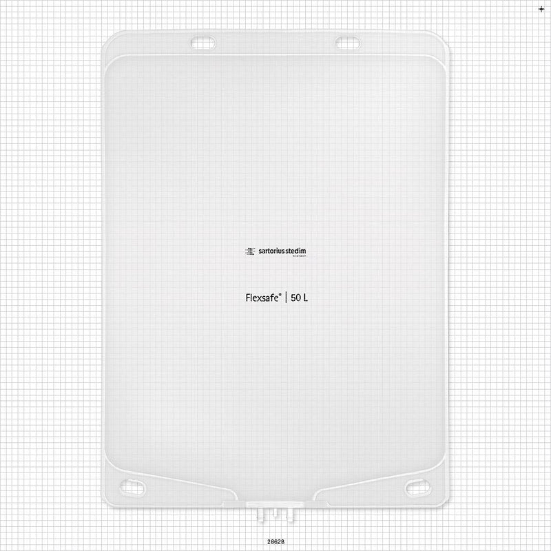 Flexsafe 2D Bag Chamber, 3 Ports, Non-Sterile - 50 Liter; 2 Ports Fit 3/8 inch ID Tubing (0.375 inch, 9.53 mm); 1 Port Fits 1/4 inch ID Tubing (0.25 inch, 6.35 mm) - 28628