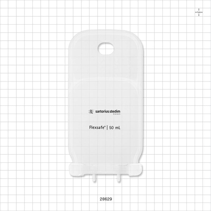 Flexsafe 2D Bag Chamber, 2 Ports, Non-Sterile - 50 ml; Both Ports Fit 1/8 inch ID Tubing (0.125 inch, 3.18 mm) - 28629