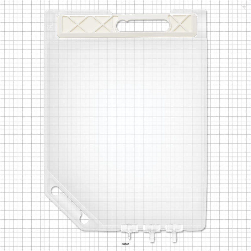2D Bag Chamber, 3 Ports, Non-Sterile - 5 Liter; 2 Ports Fit 3/8 inch ID Tubing (0.375 inch, 9.53 mm); 1 Port Fits 1/8 inch ID Tubing (0.125 inch, 3.18 mm) - 28706