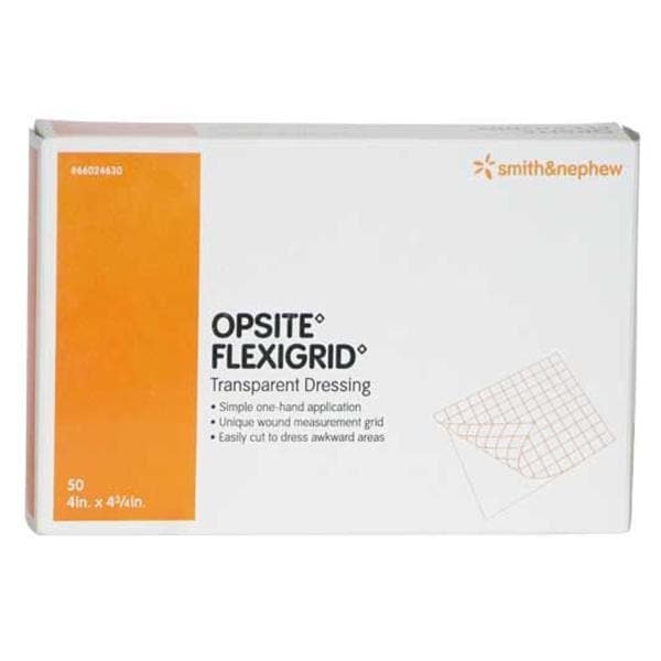 Smith & Nephew Wound Care  Opsite Flexigrid Film Wound Dressing 4x4-3/4" Sterile Adhesive Adherent Trans - 66024630