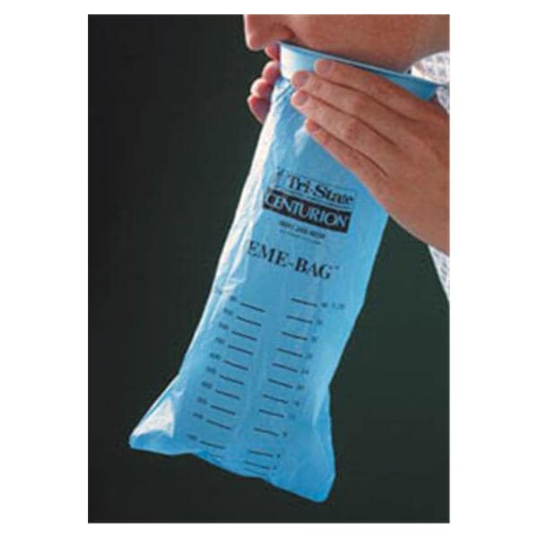 Centurion Medical Products -Emesis Bag 6-1/2x12" Blue Twist Tie Closure Polyethylene Non-Sterile Disposable Biodegradable 24/Package, 6 PK/CA EMEBAG
