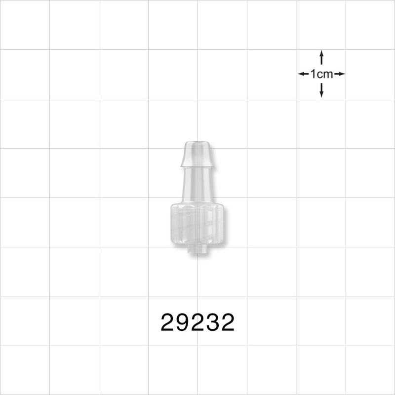 Male Luer Lock, Barbed, Natural - Fits 3/16 inch ID Tubing (0.188 inch, 4.76 mm) - 29232