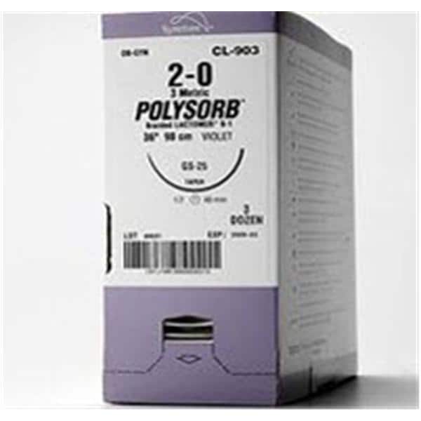 Medtronic MITG-Covidien Polysorb Suture 5-0 18" Polyester Braid SS-14 Violet 12/Ca - L1792K