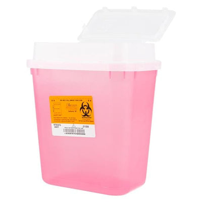 Medegen Medical Products, LLC -Sharps Container 2gal Translucent/Red/Black 10x11-1/4x7" Tortuous Path Lid Polypropylene Large Stackable Non-Sterile 10/Case 8707T