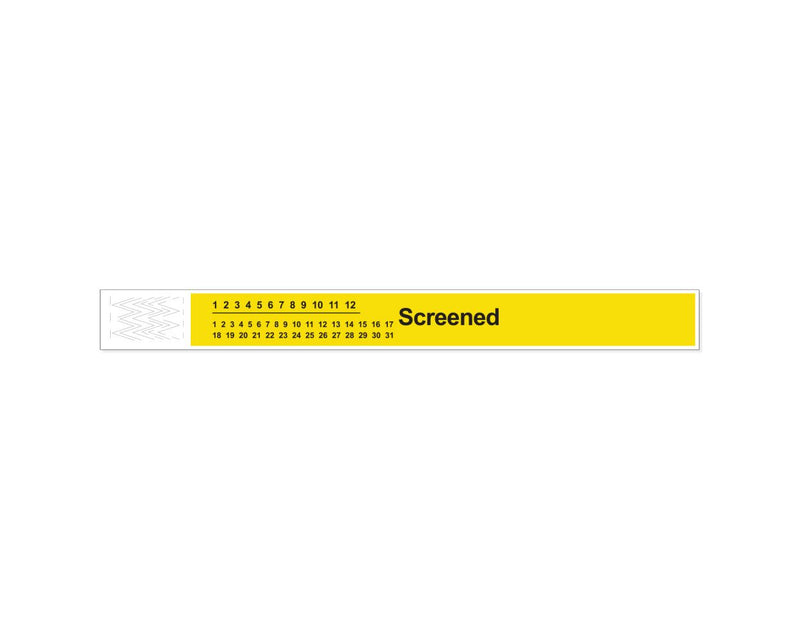PDC Short Stay® Alert Bands® Tyvek® Wristband "Screened" Pre-printed, 1" x 10" Adult/Pediatric Yellow, 1000 per Box | 3050C-14-PDR