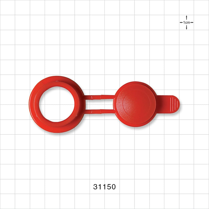 Bag Port Flange with Flat Plate, Red - 1.55 inch Flange OD; 0.95 inch ID Opening (39.37 mm; 24.13 mm) - 31150