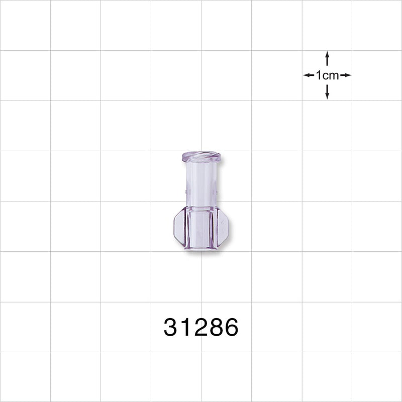 Female Luer Lock, Tubing Port, Clear - 0.157 inch - 0.146 inch ID (3.99 mm - 3.71 mm) - 31286