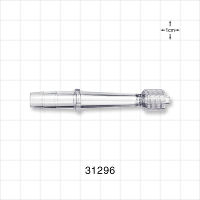 Straight Connector, Reducer, Barbed, Male Luer with Spin Lock, Clear - Fits 1/4 inch ID Tubing (0.25 inch, 6.35 mm) - 31296