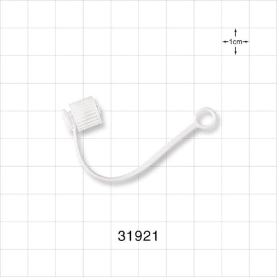 Male Luer Cap, Non-Vented w/Strap, White - 0.205 inch ID Application Loop (5.2 mm) - 31921