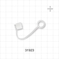 Male Luer Cap, Non-Vented w/Strap, White - 0.332 inch ID Application Loop (8.43 mm) - 31923