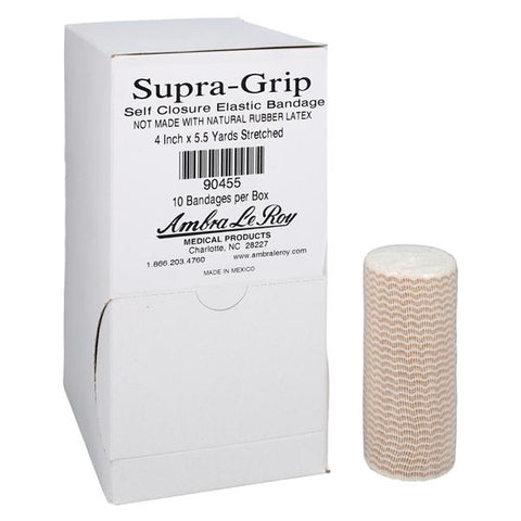 Ambra Leroy Medical -Supra-Grip Elastic Support Bandage Elastic/Cotton/Polyester 4"x5.5yd Tan Non-Sterile 10/Box 90455