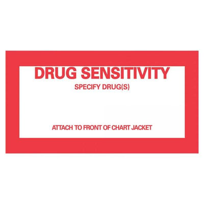 Precision Dynamics Corp. Label Paper Drug Sensitivity White 2-1/4x4-1/2" 1000/Package- N-225
