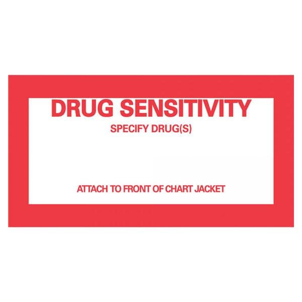 Precision Dynamics Corp. Label Paper Drug Sensitivity White 2-1/4x4-1/2" 1000/Package- N-225
