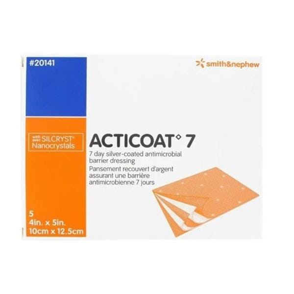 Smith & Nephew Wound Care Acticoat 7 Polyethylene Net/Rayon/Polyester Wound Dressing 4x5" Sterile LF  - 20141