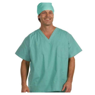 Fashion Seal  Scrub Shirt 1 Pocket Set-In Short Sleeves X-Large Jade Green Unisex Ea - 6713-XL