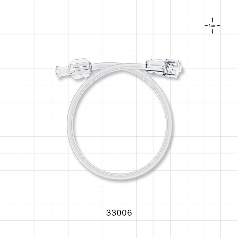 High-Pressure Extension Line, Female Luer Lock to Male Luer Lock - 0.071 inch ID x 0.188 inch OD (1.8 mm x 4.8 mm); 10 inch Length (254 mm); 900 psi - 33006