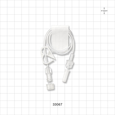 Extension Line, Female Luer Lock to Male Luer Lock with Vented Caps and Pinch Clamp - 0.038 inch ID x 0.087 inch OD (0.965 mm x 2.21 mm); 14 inch (355 mm) - 33067