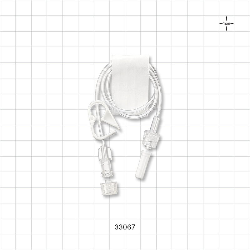 Extension Line, Female Luer Lock to Male Luer Lock with Vented Caps and Pinch Clamp - 0.038 inch ID x 0.087 inch OD (0.965 mm x 2.21 mm); 14 inch (355 mm) - 33067