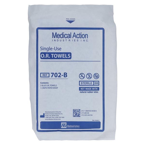 Medical Action Industries Towel OR Blue Sterile, 40 PK/CA - 702-B