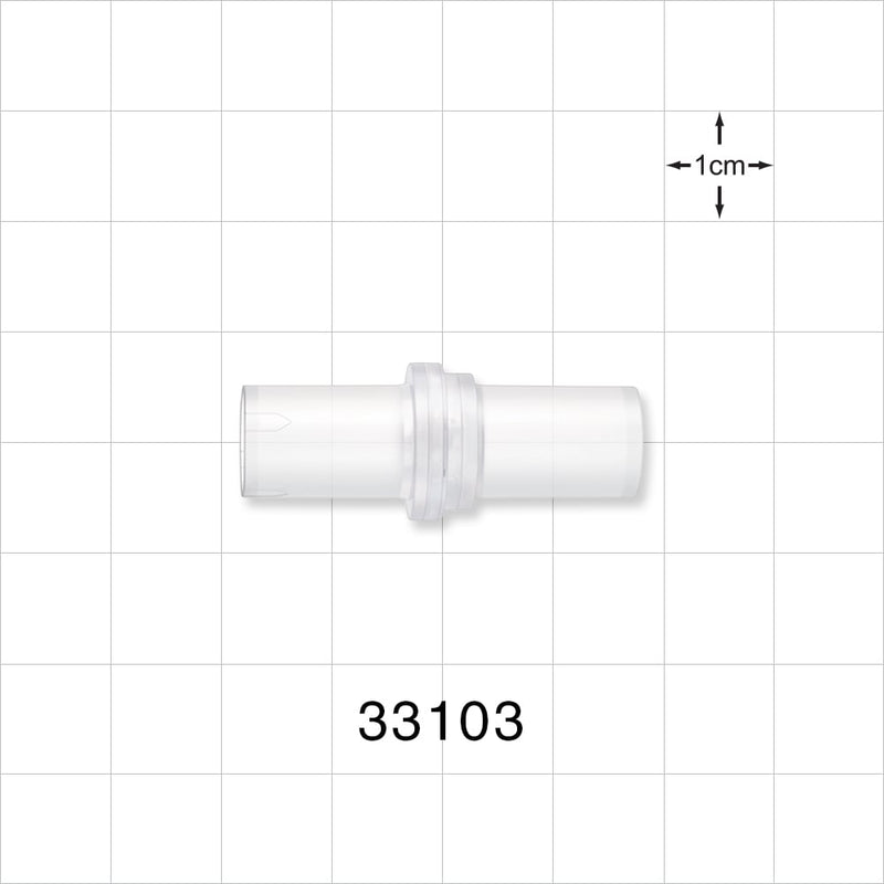 High-Flow Check Valve, Tubing Port Inlet, Tubing Port Outlet - 0.346 inch ID (8.8 mm); 0.29 psi CP - 33103