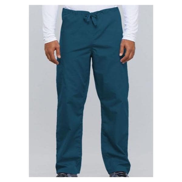 Cherokee Workwear Cherokee Scrub Pant Adult Unisex Caribbean Blue 65% Polyester / 35% Cotton 4100 Casual Fit Mid Rise 3 Pockets 1 Back Pocket / 1 Cargo Pocket / Cell Phone Pocket Non Reversible 2X Small Each - 4100-CARW2XS