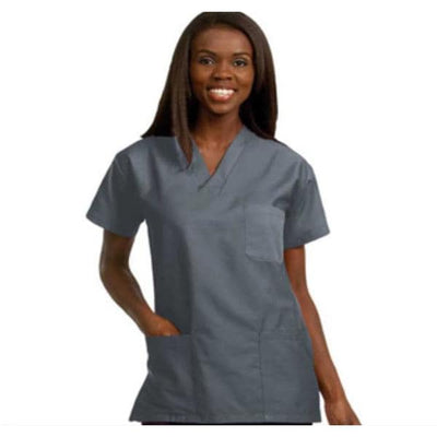 Fashion Seal  Scrub Shirt 3 Pockets Set-In Short Sleeves X-Small Pewter Unisex Ea - 78780-XS