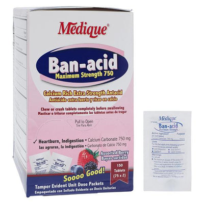 Ultratab Laboratories Medique Ban-acid Antacid Tablets 750mg Berry 75x2/Box - 28536