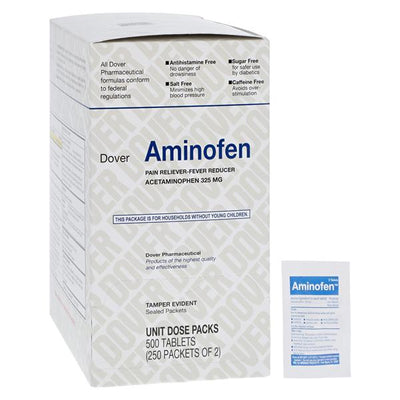 Medique Products Aminofen Pain Reliever/Fever Reducer Tablets 325mg 250x2/Box, 6 BX/CA - 1625303