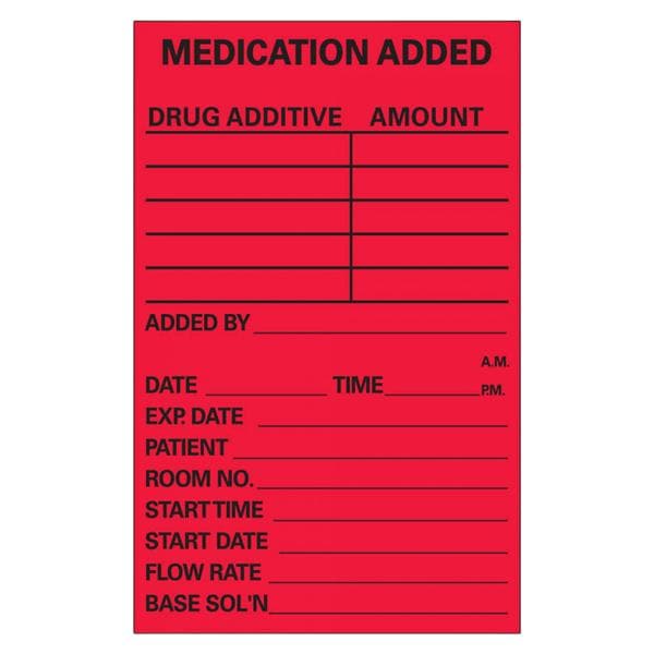 Precision Dynamics Corp. Label Fluorescent Red 3x2" Rl - N-215