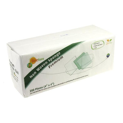 EcoBee BeeSure Rayon/Polyester Blend Non-Woven Sponge 4" x 4" 4 Ply Non-Woven LF  - BE1544