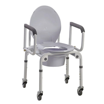 Drive Steel Drop Arm Commode with Wheels & Padded Arms (Pack of 1)