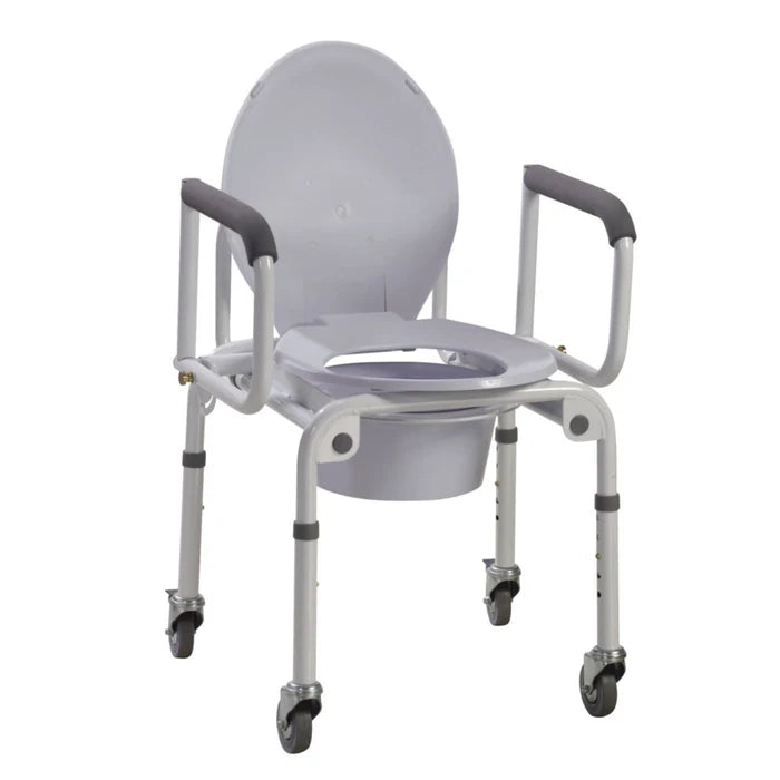 Drive Steel Drop Arm Commode with Wheels & Padded Arms (Pack of 1)
