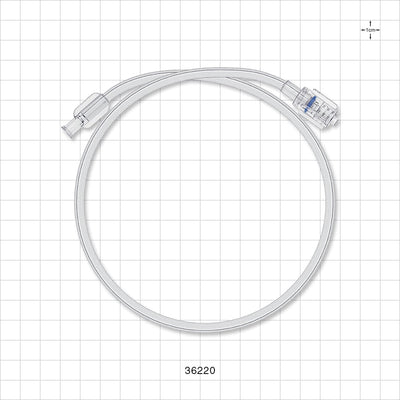 Bonded Non-Braided, High-Pressure Extension Line, Female Luer Lock to Rotating Male Luer Lock - 0.085 inch ID x 0.185 inch OD (2.2 mm x 4.7 mm); 20 inch (508 mm); 1000 psi - 36220
