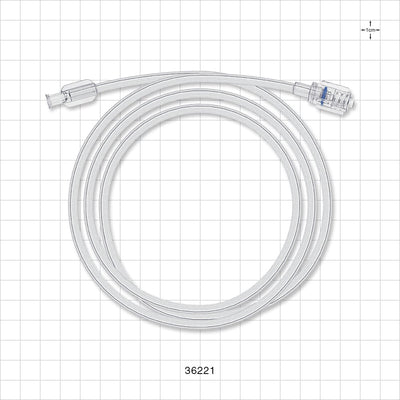 Bonded Non-Braided, High-Pressure Extension Line, Female Luer Lock to Rotating Male Luer Lock - 0.085 inch ID x 0.185 inch OD (2.2 mm x 4.7 mm); 48 inch (1219 mm); 1000 psi - 36221