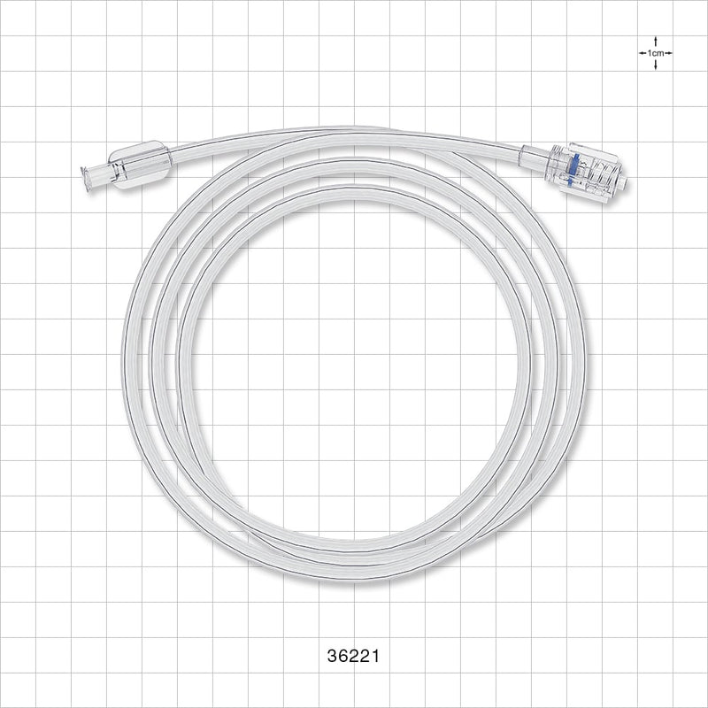 Bonded Non-Braided, High-Pressure Extension Line, Female Luer Lock to Rotating Male Luer Lock - 0.085 inch ID x 0.185 inch OD (2.2 mm x 4.7 mm); 48 inch (1219 mm); 1000 psi - 36221