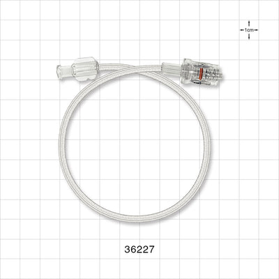 Bonded Braided High-Pressure Extension Line, Female Luer Lock to Rotating Male Luer Lock - 0.071 inch ID x 0.144 inch OD (1.8 mm x 3.7 mm); 12 inch (304.8 mm); 1200 psi - 36227