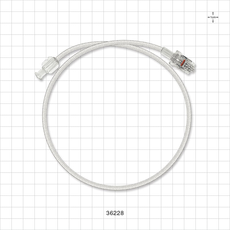 Bonded Braided High-Pressure Extension Line, Female Luer Lock to Rotating Male Luer Lock - 0.071 inch ID x 0.144 inch OD (1.8 mm x 3.7 mm); 20 inch (508 mm); 1200 psi - 36228