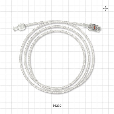 Bonded Braided High-Pressure Extension Line, Female Luer Lock to Rotating Male Luer Lock - 0.071 inch ID x 0.144 inch OD (1.8 mm x 3.7 mm); 48 inch (1219 mm); 1200 psi - 36230